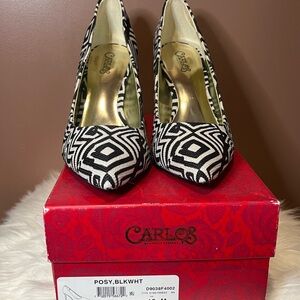 Black and White Geometric Pattern High Heels